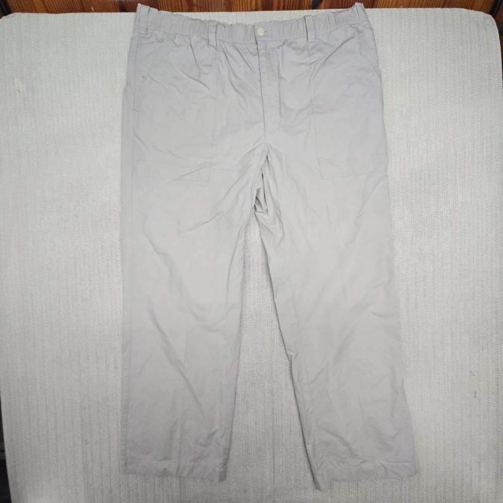 Orvis Pants Mens 42x32 Beige Elastic Waist Relaxed Fit Chino Casual Travel